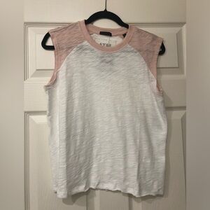ATM Anthony Thomas Melillo Women's Sleeveless Pink and White Tee